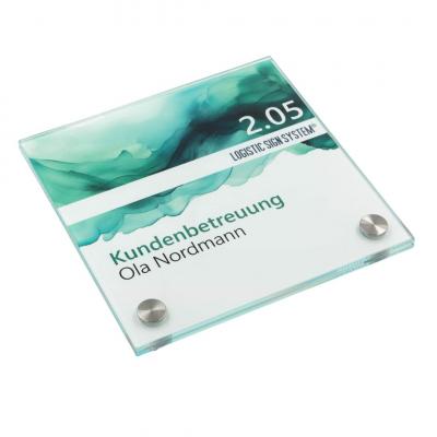 Tuerschild VITRUM B aus Glas fuer Buero 150 150 B2